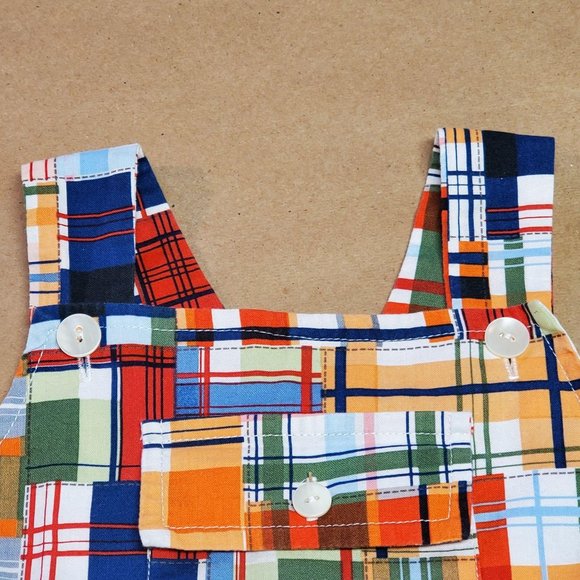 RedBeans Plaid Jumper Size 3 with Front Pocket, Snap Buttons (Bottom) - Picture 3 of 5